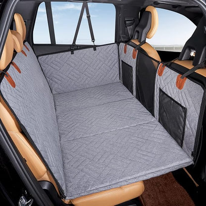 YJGF Back Seat Extender,Dog Seat Cover for Back Seat,Hard Bottom Car Seat Cover for Dogs,Dog Hammock for Car,Back Seat Pet Cover for Dogs（Grey,for Car/SUV/Small Truck）