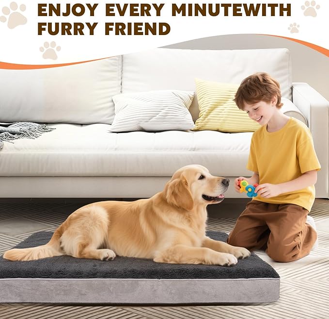 Orthopedic Dog Bed for Medium and Large Dogs - Waterproof Dog Sofa with Removable Washable Cover and Egg Crate Foam Comfort Pet Sleeping Mat, Pet Bed Couch with Zipper and Non-Slip Bottom