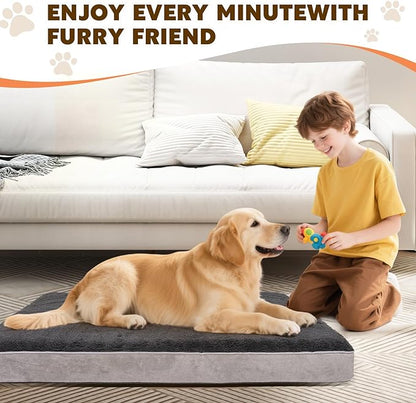 Orthopedic Dog Bed for Medium and Large Dogs - Waterproof Dog Sofa with Removable Washable Cover and Egg Crate Foam Comfort Pet Sleeping Mat, Pet Bed Couch with Zipper and Non-Slip Bottom