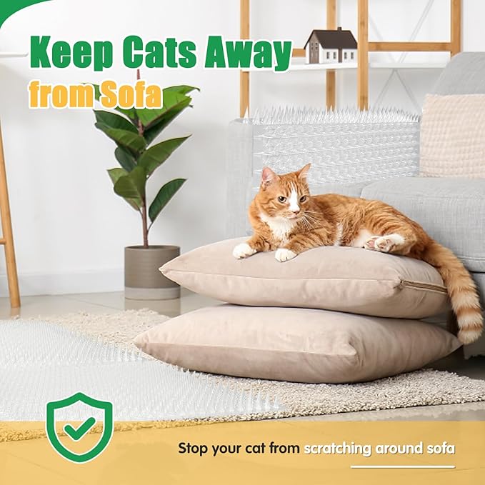 Zipcase 16 Pack Scat Mat for Cats - 13 x 16 In Updated Dual Length Cat Deterrent Mat with Narrower & Denser Spikes, More Effective For Indoor & Outdoor Cat Repellent Fence Covers 24 Sq.ft (3456 Sq.in)