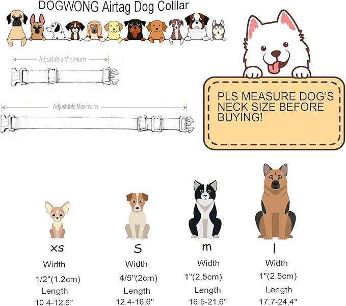 DOGWONG Airtag Cotton Hemp Dog Collar, Heavy-Duty Dog Collar with Airtag Holder Pink Natural Fabric Pet Collars for Small Medium Large Dogs