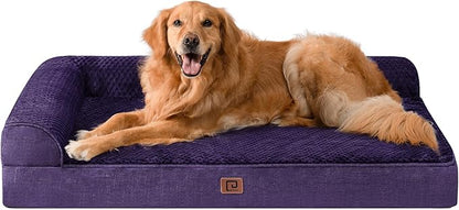 EHEYCIGA Extra Large Dog Bed Othorpedic, Memory Foam XL Dog Bed with Washable Removable Cover, Waterproof Pet Sofa Couch XLarge Size Dogs with Nonskid Bottom, 44x32x6.5, Purple