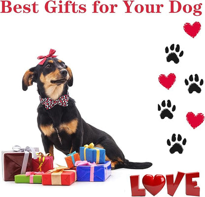 Unique style paws Valentine's Day Dog Collar with Bow Tie Black & Red Heart Puppy Collar Best Gothic Style Gift for Small Medium Large Boys Girls-XS