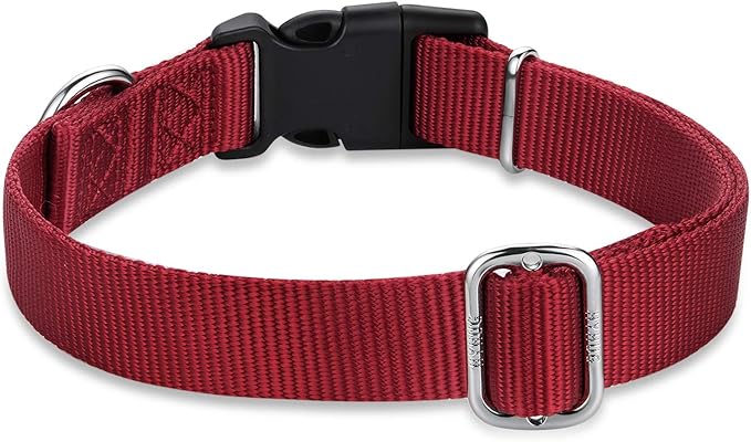 Hyhug Medium Dog Collar, Red:Heavy-Duty Quick-Release Nylon Buckle, Adjustable & Durable, Cute Dog Collar (Medium, Red)