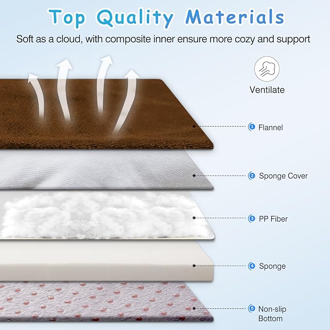 Magic Dog Super Soft Extra Large Dog Bed, 47 Inches Orthopedic Foam Dog Beds for XL Dogs, Jumbo Pet Bed with Anti Slip Bottom, Dog Sleeping Mattress with Removable and Washable Cover, Dark Brown