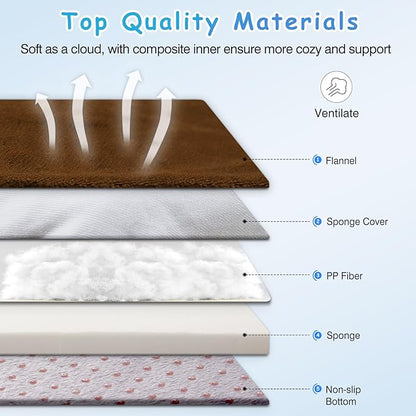 Magic Dog Super Soft Extra Large Dog Bed, 47 Inches Orthopedic Foam Dog Beds for XL Dogs, Jumbo Pet Bed with Anti Slip Bottom, Dog Sleeping Mattress with Removable and Washable Cover, Dark Brown