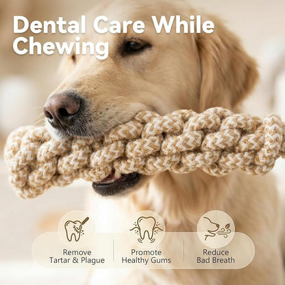 IRRESTRICO Dog Chew Toys for Aggressive Chewers, Rope Toys for Large Dogs with Dental Benefits, Durable Training Chew Rope, M Size