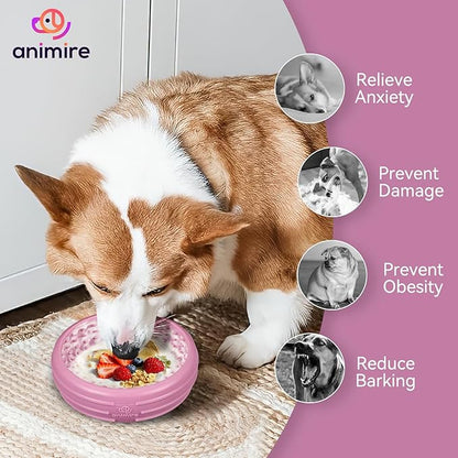 Dog Lick Bowl, Animire Freeze Lick Mat for Dogs, Non-Slip Slow Feeder Licking Bowl Enrichment Treat for Distraction Anxiety Relief, Food Grade Silicone, Dishwasher Safe(Pastel Purple,XL)