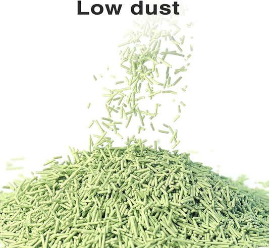 DI BI GRAMAS Cat Litter 12LB/2 Packs Dust-Free Clumping Tofu Cat Litter Quickly Absorb Odors Toilet Can Flush Into The Toilet Pure Natural tofu cat Litter (Green Tea)
