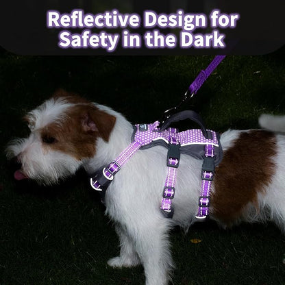 Huntboo Reflective Dog Harness with Handle, Escape Proof, No Slip, Breathable, Lightweight,Adjustable Lift Harness for Small,Medium,and Large Dogs Walking, Training,and Running Gear(Lavender Purple,S)