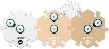 FluentPet Speak Up Get Started Kit with Clearer Upward-Facing Sound - 6 Recordable Buttons for Dogs & 3 Beige HexTiles | Dog & Cat Communication Buttons Set | with Batteries