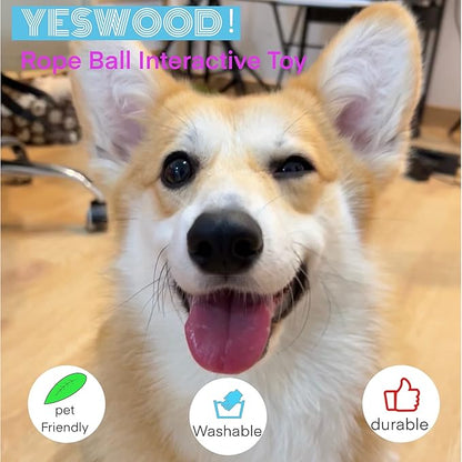 YESWOOD! Tug of War Dog Toy Small Breed,Dog Ball with Rope,4-Pack Rope with Ball Attached for Small and Medium Breed 0-80 Pounds,Puppy Interactive Toy