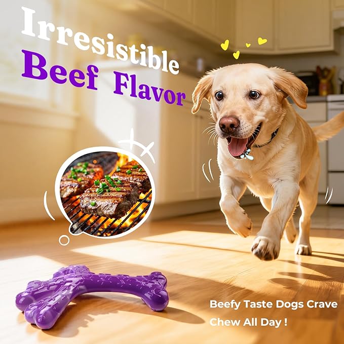 Frienhund Dog Toys for Aggressive Chewers - 2 Pack Beef Bacon Flavor Tough Dogs Chew Toys, Indestructible Toy for Medium Large Dogs Gift