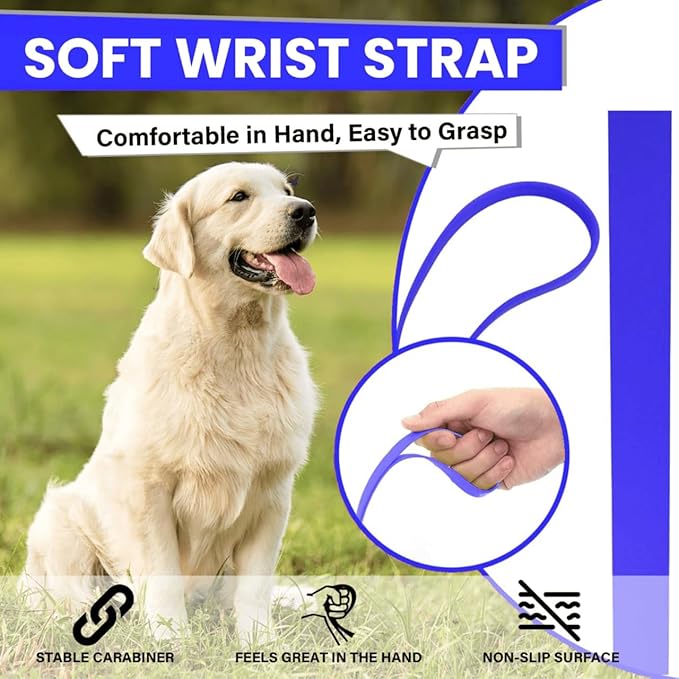 Waterproof Dog Leash 10ft, 16ft, 30ft, 50ft PVC Recall Long Line Dog Leash Beach Swimming Tracking Training Dogs Lead for Pet, Medium and Large Dogs