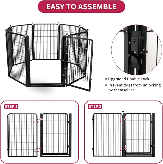 Jhsomdr Dog Playpen Outdoor, 40 inch 20 Panels Dog Fence with Extra Wide Gate No-Tripped Pet Playpen Rustproof Dog Pen Indoor Puppy Playpen for Temporary Containment Portable Pet Fence for RV Camping