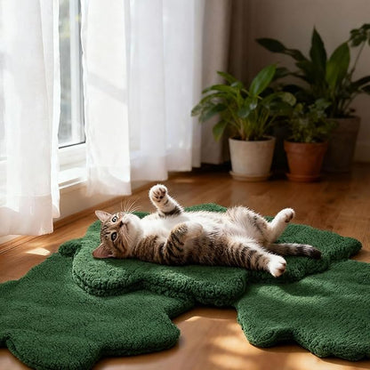 BrightRow 3 Pack Self Warming Pet Bed Leaf Shape Self Heating Cat Dog Mat Washable Thermal Sleeping Pad for Indoor Outdoor Hedgehog, Bunny, Sugar Glider, Rat, Chinchilla(Dark Green,Medium-18 x24)