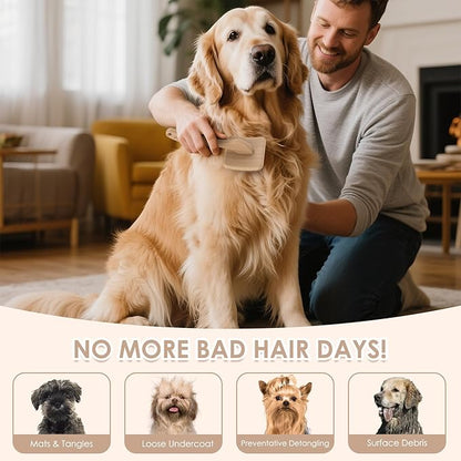 Large Slicker Brush for Dogs,Doodle Brush for Poodles, Goldendoodles, Labradoodle, Extra Long Pins for Detangling Matted Fur & Reducing Shedding, Dog Grooming Kit with Wooden Handle. Wood