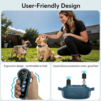 Delupet Dog Shock Collar 2 Dogs- 4500FT Dual-Direct Dog Training Collars with Remote for Small Medium Large Dog, IPX8 Waterproof Rechargeable E-Collar with Beep(1-8), Vibration(1-3), Shock(0-99), Blue