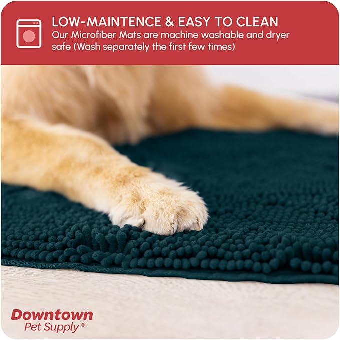 My Doggy Place Dog Mud Mat, 36" x 26" Teal – Thick Microfiber Entry Rug for Snow, Mud & Salt – Absorbent, Quick-Dry, Washer-Safe & Non-Slip, Large