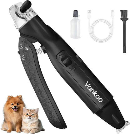 Vankoo 2 in 1 Dog Nail Clippers & Trimmers with LED Lights, Splash Guard - Pet Hair Trimmer for Around Paws, Ear, Eye,Face, Rump Rechargeable & IPX7 Waterproof Grooming Supplies for Cats, Dogs