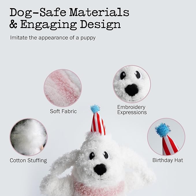 Fuzzwoof Birthday Cake Dog Toy, Singing and Dancing Birthday Songs, Interactive Dog Toys, Plush Stuffed Puppy Toys with Echo Function Feature, Happy Birthday Gift for Dogs