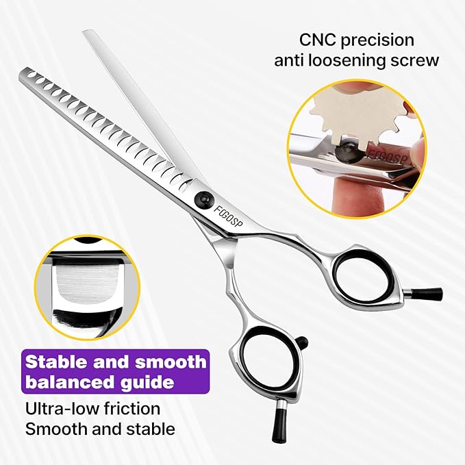 Chunkers Dog Grooming Scissors Professional Thinning Shears for Dogs Trimming 70% Thinning Rate 19 Teeth Symmetric Handle Light Weight for Pet Groomers or Family DIY Use