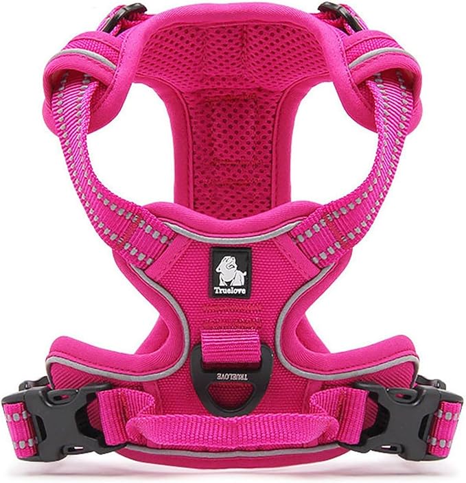TRUE LOVE Adjustable No-Pull Dog Harness Reflective Pup Vest Harnesses Comfortable Control Brilliant Colors TLH5651(Fushcia,M)