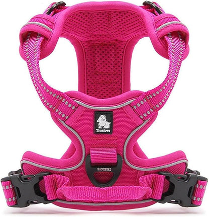TRUE LOVE Adjustable No-Pull Dog Harness Reflective Pup Vest Harnesses Comfortable Control Brilliant Colors TLH5651(Fushcia,XS)