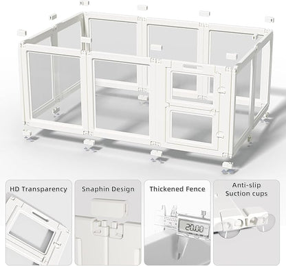 LoveTail Clear Acrylic Dog Playpen Indoor,Transparent Dog Pen,Easy to Assemble and Clear pet Pen for Puppy Dog, Rabbit and cat,Sturdy and Easy to Clean Plastic pet Fence (White, 23.6" H, 10PCS)