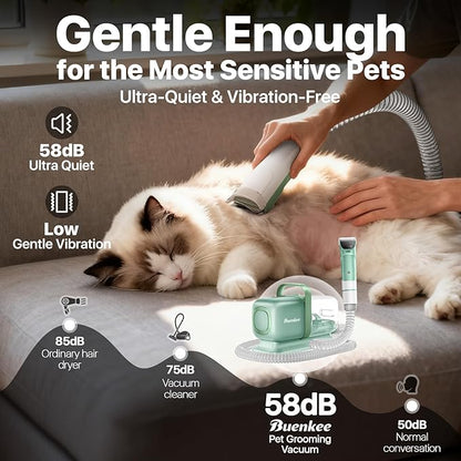 Dog Grooming Kit with Vacuum, 15000Pa Pet Hair Clipper and Shedding Brush, 50dB Low Noise, 2L Capacity, White