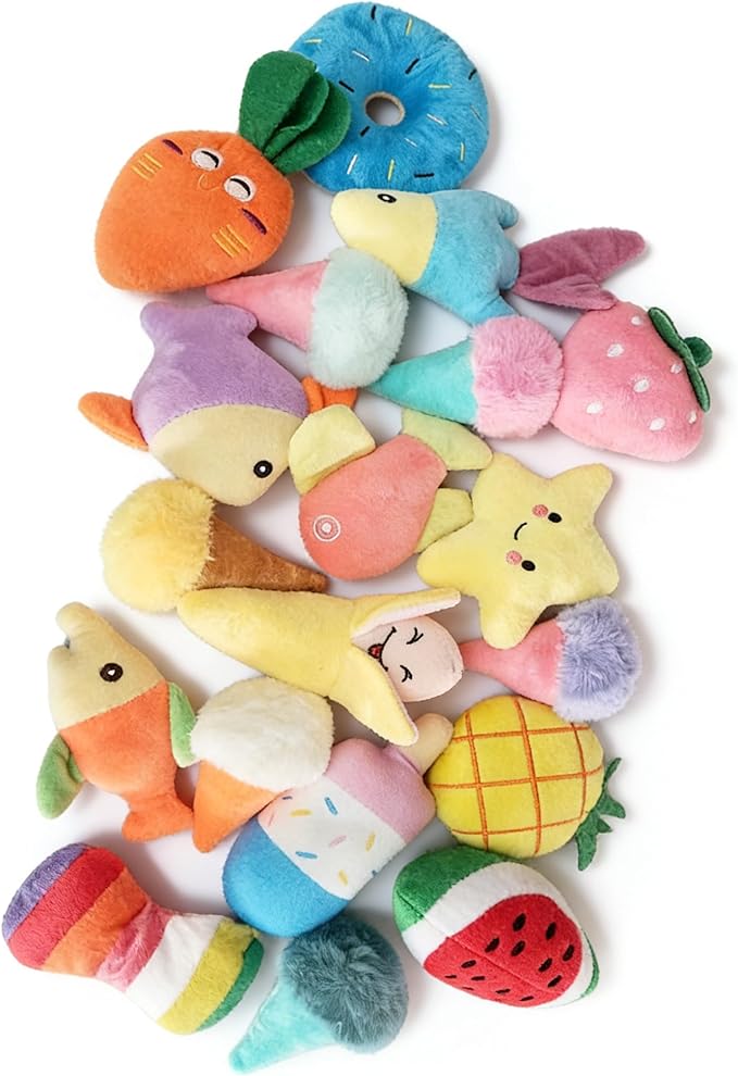 19 Pack Puppy Squeaky Dog Toys Set Plush Puppies,Cute Chew Pets Dog Toy with Squeakers for Small Dogs Playtime
