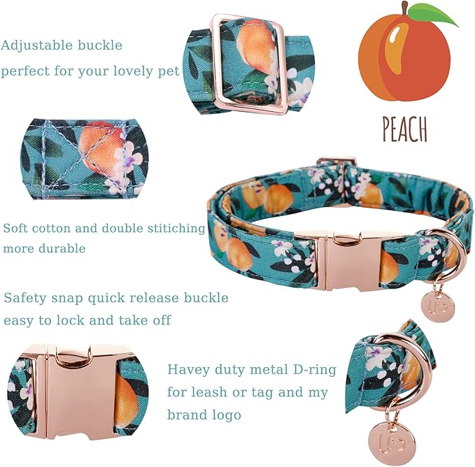 Dog Collar with Bow Tie, Durable Comfortable Cotton Dog Bowtie Collar with Metal Buckle for Large Dog Girl Boy, Summer Cute Dog Collar, L