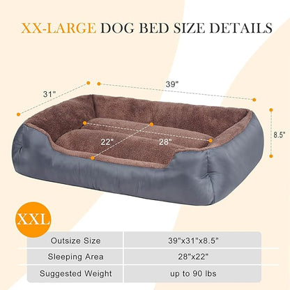 Dog Beds Large Sized Dog - Extra Thick Supportive Large Dogs Bed with Nonskid Bottom, L Plus Comfort Pet Bed Sofa with Soft Plush Sherpa
