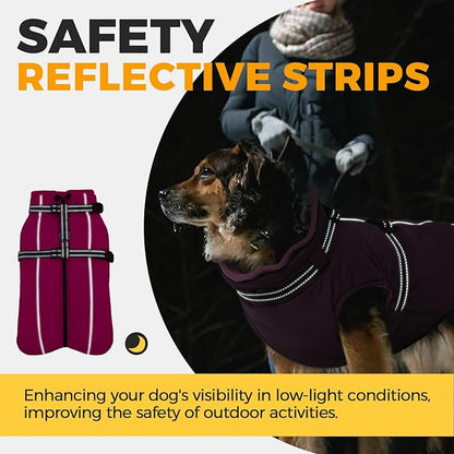 Lelepet Dog Coat for Large Dogs Waterproof Dog Jacket with Harness Built in Reflective Fleece Jacket with Zip Windproof Cold Weather Coats for Dogs Cozy Thermal Pet Snowsuit, Weimaraner, Pink, XXL