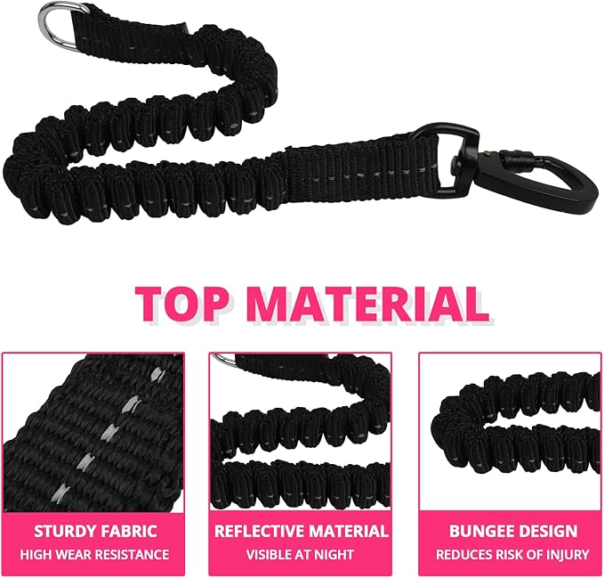 Long Dog Leash 10 FT: Heavy Duty Rope Leashes for Dogs Training with Swivel Lockable Hook Reflective Threads Bungee and Padded Handle - Dog Lead for Large Small Medium Dogs Outside Walking Hiking Red