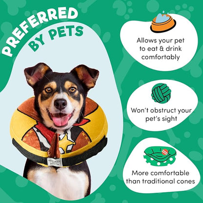 BENCMATE Inflatable Dog Cone Collar Alternative, Soft Dog Cone for Small Medium Large Dogs and Cats, Neck Recovery ECollar Donut Collar After Surgery (Small, Cowboy)