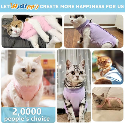 Hpetppy Recovery Suit for Cats After Surgery Soft Breathable Pet Bodysuit E-Collar & Cone Alternative Surgical Suit Kitten Wear Anti Licking Wounds Cat Onesie Cats Neuter Shirt Blue S