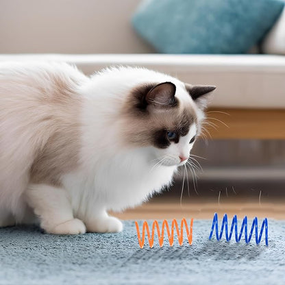 FAXLEVY 135 Pack 9 Colors Cat Spring Toys, Interactive Coil Plastic Spiral Spring Cat Toys for Indoor Cats Hunting, Biting, Swatting, and Active Play