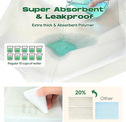 DOGGO DOUG Puppy Pads 50 Count Small 30x36in Bamboo Training Pads Deodorizing Leakproof Quick Drying Dog Pee Pads Super Absorbent Disposable Pee Pads for Dogs with Adhesive Tabs