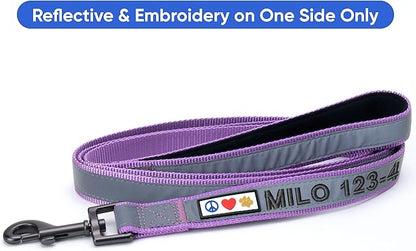Pawtitas Personalized Orchid Dog Leash 6 ft Custom ID Lead for Dogs & Puppies Reflective Comfortable Padded Handle Embroidered Name & Phone Number