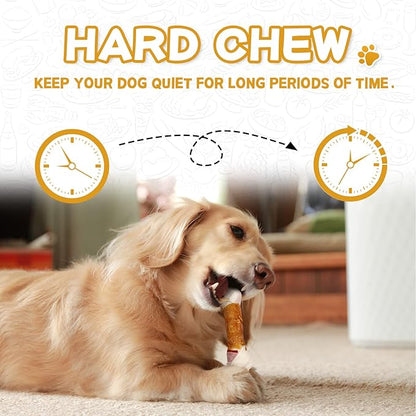 PAWUP Dog Treat Rawhide Bones with Chicken (6.5 ", 4 pcs), Dog Chews Beefhide Treats w/Taurine, 10.5 oz