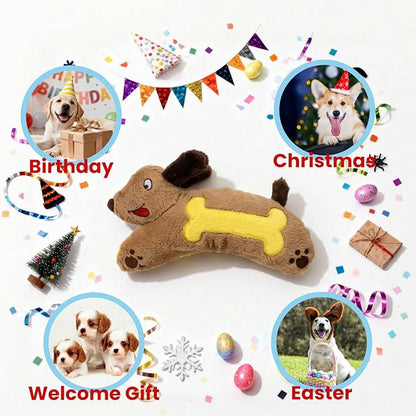 HGB Plush Squeaky Dog Toy with Crinkle Paper, Stuffed with 2 Squeakers, Soft Dog Chew Toy for Moderate Chewers and Small, Medium, Large Dogs, Interactive Fetch Tug & Teething Toy to Keep Them Busy