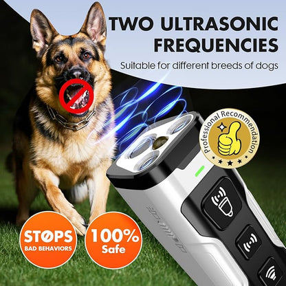 Dog Bark Deterrent Device, 3X Ultrasonic Anti Barking, 6 Training Modes 23 FT Range Barks No More Indoors Outdoors Behavior Correct Safe & Humane Rechargeable Compact Bark Control for Dogs (Silver)
