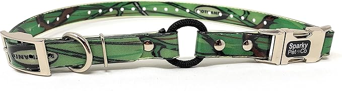 Sparky Pet Co -Zeus ECollar Replacement Strap - Bungee Loop Dog Collar - Waterproof Biothane - Adjustable - Double Buckle - Quick Snap Metal Clasp - for Invisible Fence Systems - 1"x 30" Green Camo