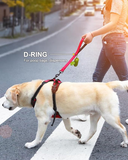 Joytale Strong Short Dog Leash 18 Inch, 1.2 Inch Wide, Heavy Duty, Padded Handle for Traffic Control, Reflective Leash for Medium and Large Dogs Walking Training, Red