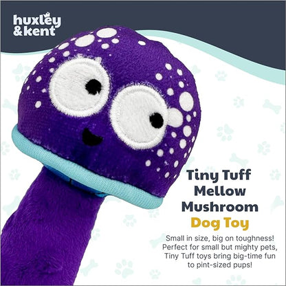Huxley & Kent Funny Dog Toy w/Squeaker – Power Plush Squeaky Dog Toys for Small Dogs – Durable Small Stuffed Animal for Indoor Play & Fetch - Tiny Tuff Mellow Mushroom