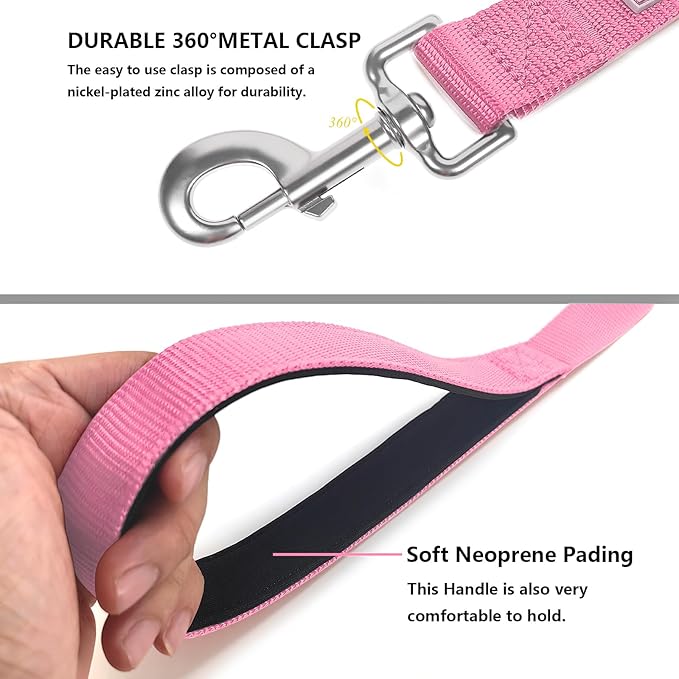Basic Dog Leashes 6 FT Padded Handle Nylon Dogs Leashes for Small Dogs Pink