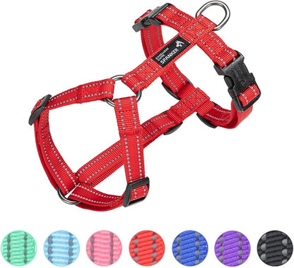EXCELLENT ELITE SPANKER No Pull Dog Harness Reflective Nylon Vest L-Shaped Adjustable Easy Pet Harness for Small Medium Large Breeds Dogs Walking Training Black Red (Red-S)