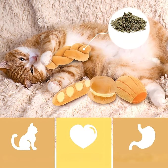 Distaratie Cat Catnip 6Pcs Cat Toys Catnip Chew Bite Resistant Chew Toys for Cats Boredom Relief Teeth Cleaning Interactive Cat Toys Catnip Filled Cat Lover Gift Birthday Treat, Set of 6