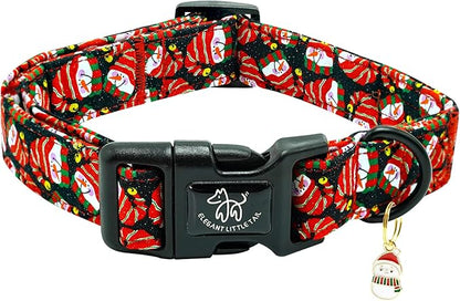 Elegant little tail Christmas Dog Collar, Pet Dog Collar Cotton Soft Snow Man Winter Pet Collars Holiday with Quick Release Buckle Puppy Collars for Medium Dogs